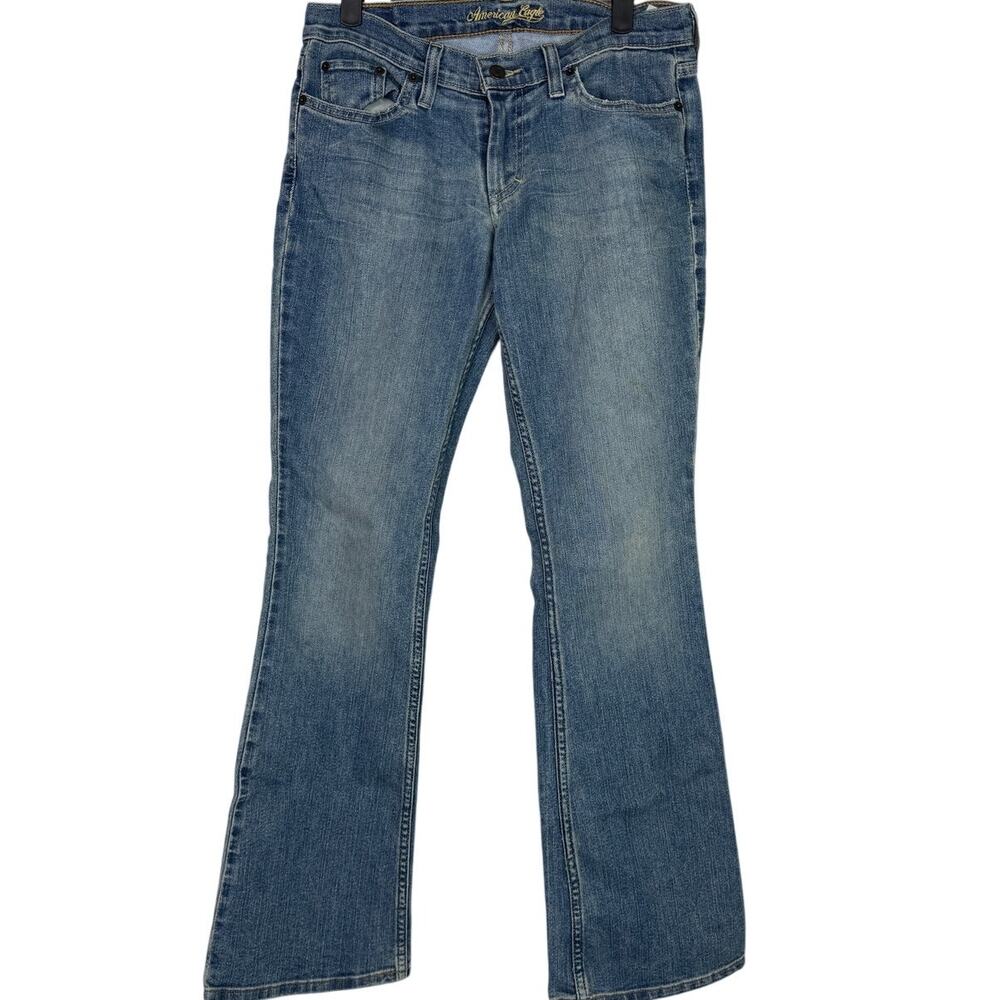 American Eagle Skinny Flare Bootcut Low Rise Full Length Jeans Stretch 4 Blue